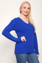 Cable Knitted V-Neck Sweater Top Tops WearAll