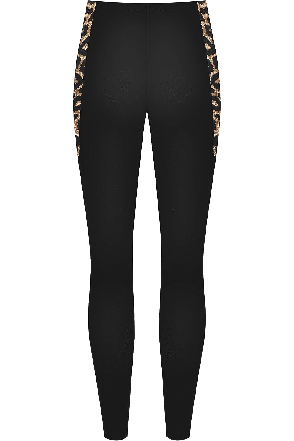 Plus Size Brown Leopard Print Side Stripe High Waist Leggings Leggings WearAll