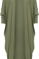 Plus Size Batwing Long Open Cardigan Top Maxi Cardigan WearAll Green 16-18