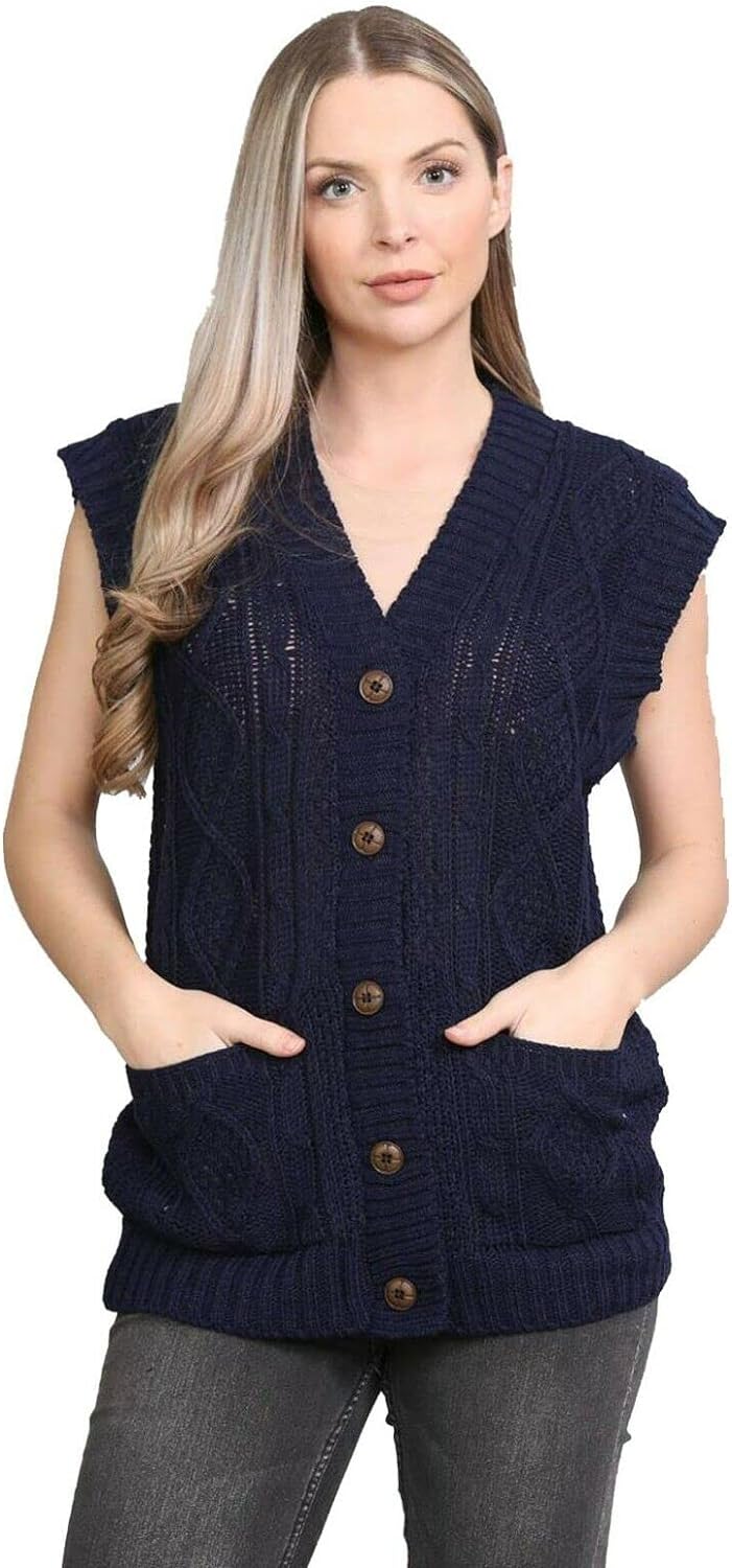 Plus Size Sleeveless Button Cardigan – WearAll - Main Image