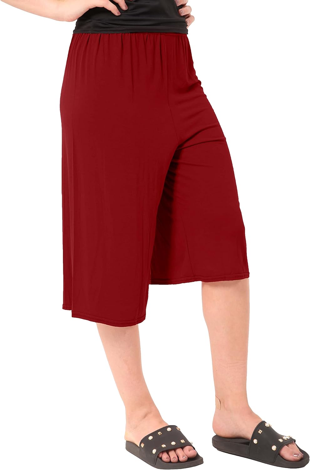 Plain Viscose Culottes Shorts WearAll Wine 8-10