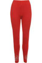Foil Printed Leggings Leggings WearAll Red 12-14