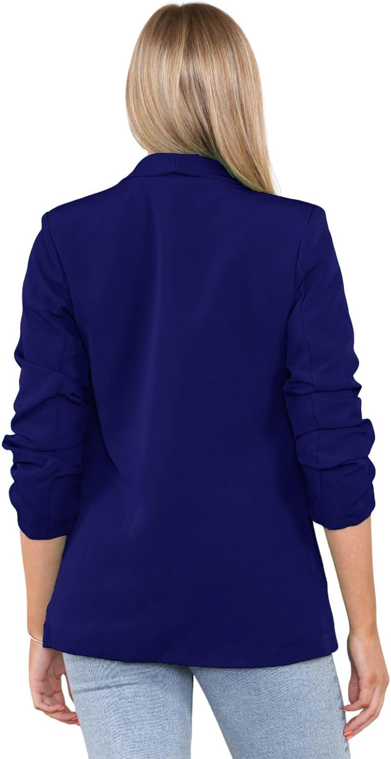 Plus Size Ruched Sleeve Blazer Jacket WearAll