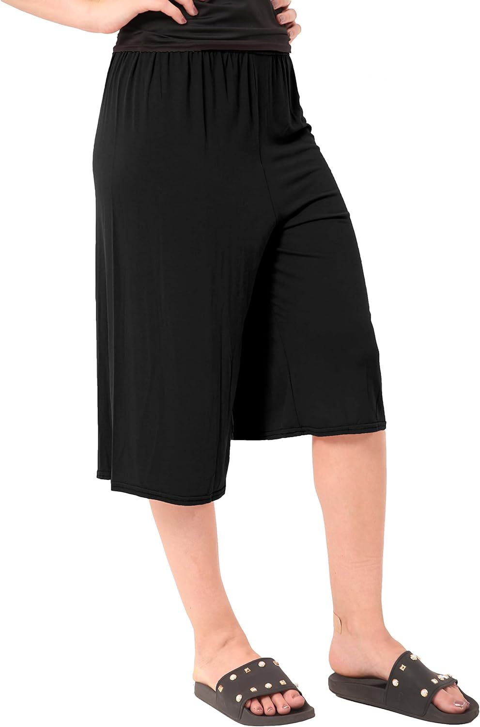 Plain Viscose Culottes Shorts WearAll Black 8-10