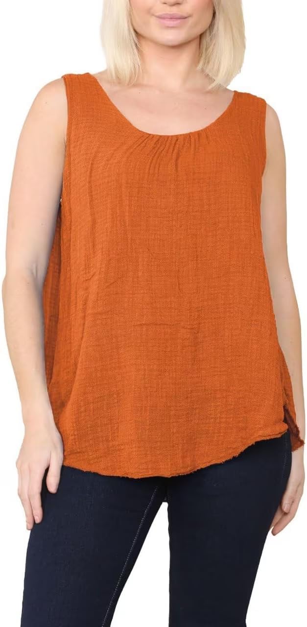 Sleeveless Vest Top Tops WearAll Orange 8