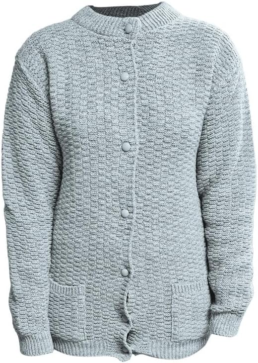 Women's Knitted Winter Cardigan Long Sleeve Warmth with Crew Neck & Ribbed Knit Cardigan WearAll Gray 8-10