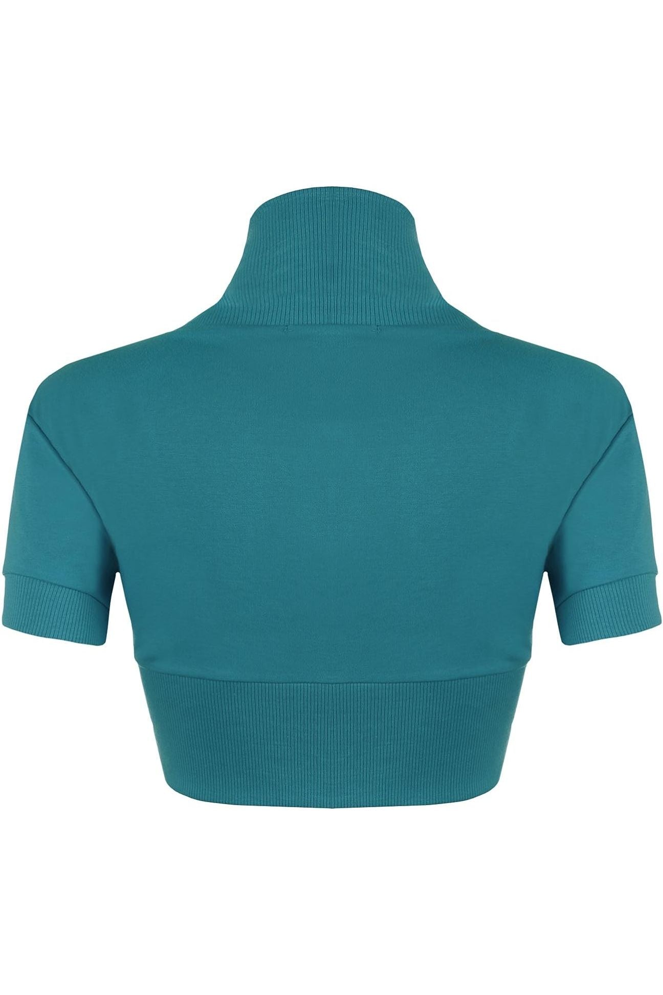 Short Sleeve Ribbed Bolero Shrug Tops WearAll