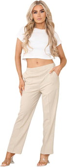 Half Elasticated Pocket Trouser - Black, Dark Green, Stone Trousers WearAll Stone 8 25
