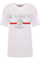 Amour Paris Print Baggy Short Sleeve T-Shirt Tops WearAll