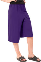 Plain Viscose Culottes Shorts WearAll Purple 8-10