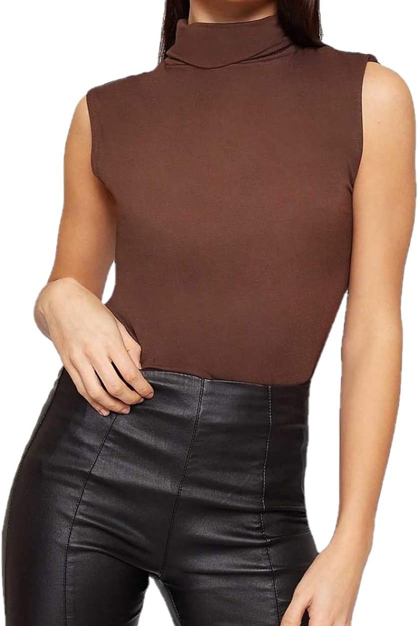 Polo Neck Plain Vest Turtle Top Tops WearAll