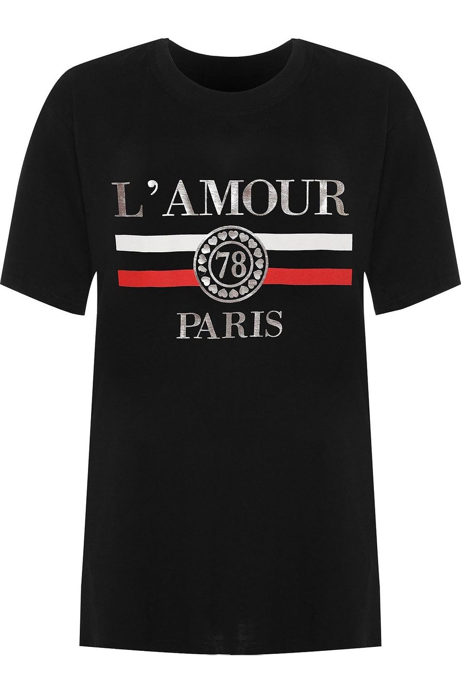 Amour Paris Print Baggy Short Sleeve T-Shirt Tops WearAll