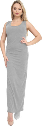 Racer Back Maxi Dress Dress WearAll Light Grey 12-14