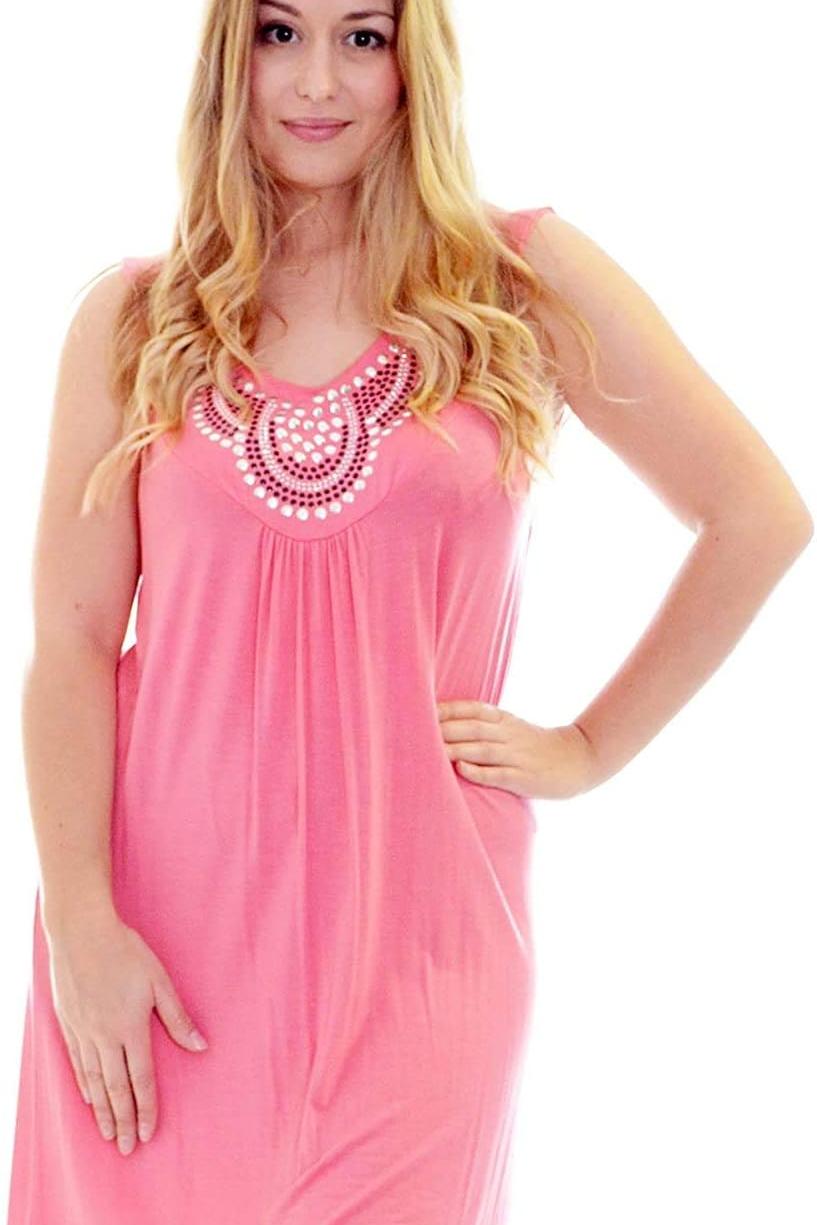 Stud Stretch Scoop Neck Top Tops WearAll Pink 14