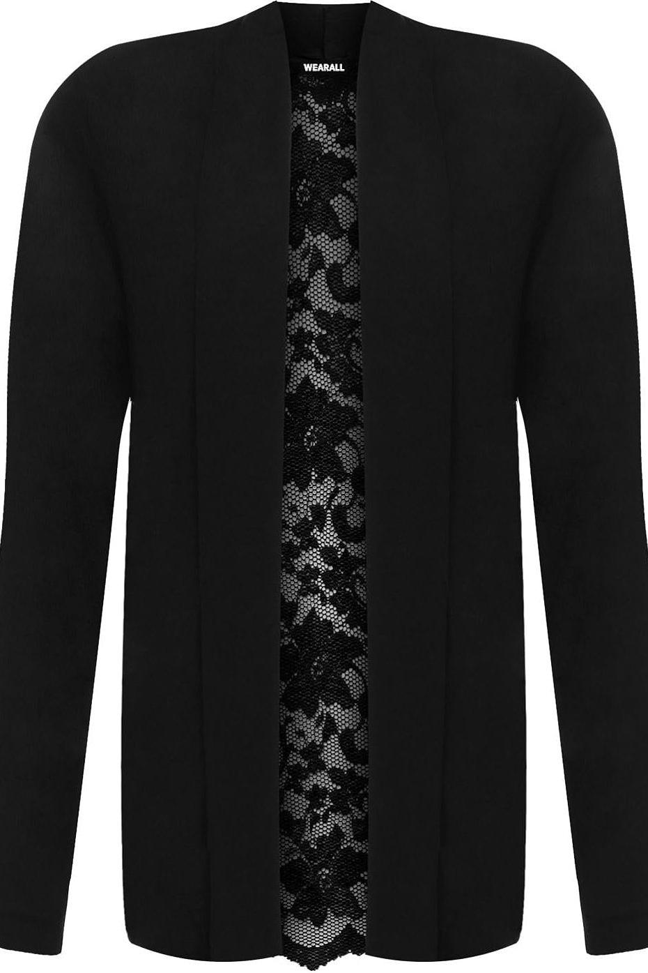 Floral Lace Back Cardigan Open Top cardigan WearAll Black 14