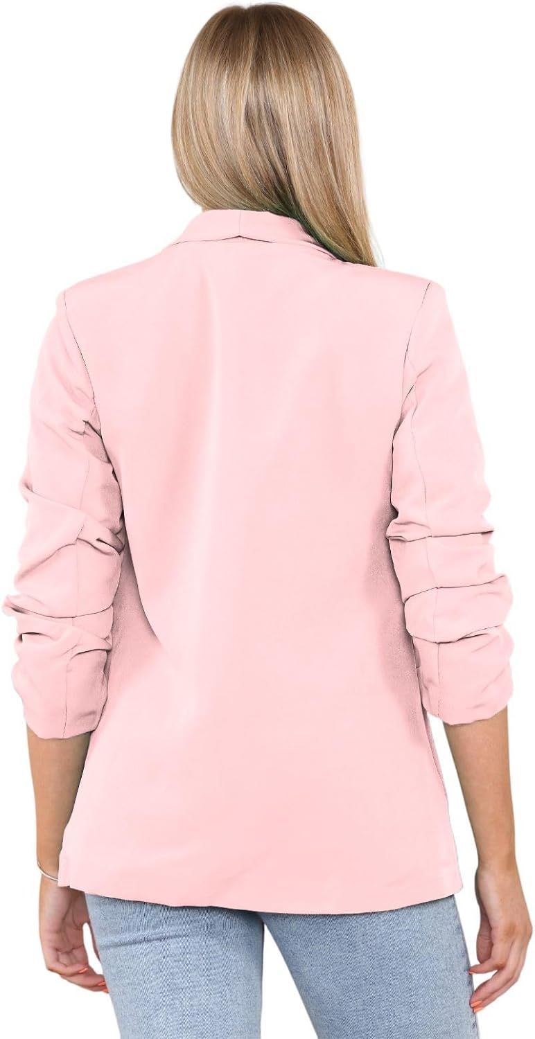 Plus Size Ruched Sleeve Blazer Jacket WearAll