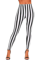 Plus Size Monochrome Contrast Stripe High Waist Leggings Leggings WearAll