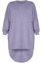Plus Size Plain Batwing Dip Hem Baggy Top Tops WearAll Lilac 16-18