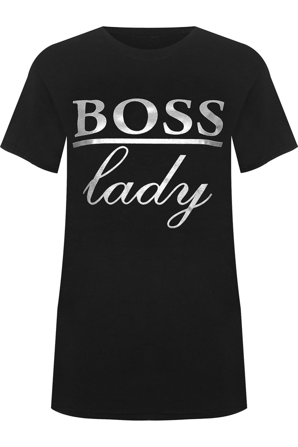 Boss Lady Print Short Sleeve T-Shirt Top Tops WearAll Black 14