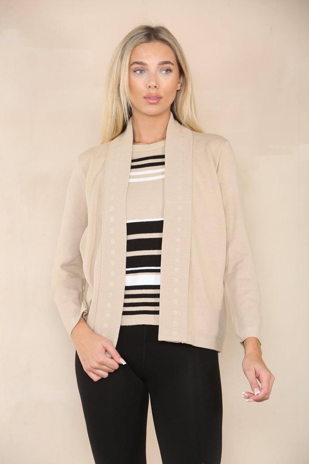 Twin Knitted Cardigan cardigan WearAll Beige 8-10