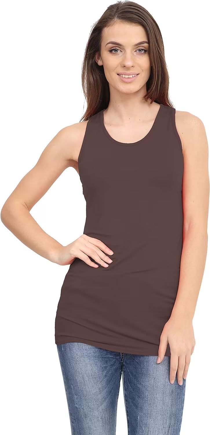 Racer Back Bodycon Vest Top Top WearAll Brown 8-10