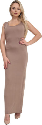 Racer Back Maxi Dress Dress WearAll Mocha 12-14