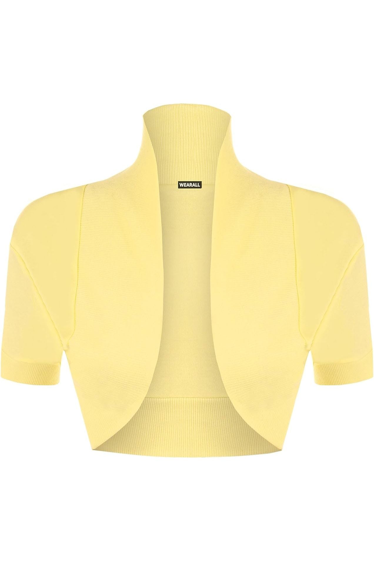 Short Sleeve Ribbed Bolero Shrug Tops WearAll Yellow 8-10