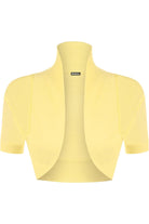 Short Sleeve Ribbed Bolero Shrug Tops WearAll Yellow 8-10