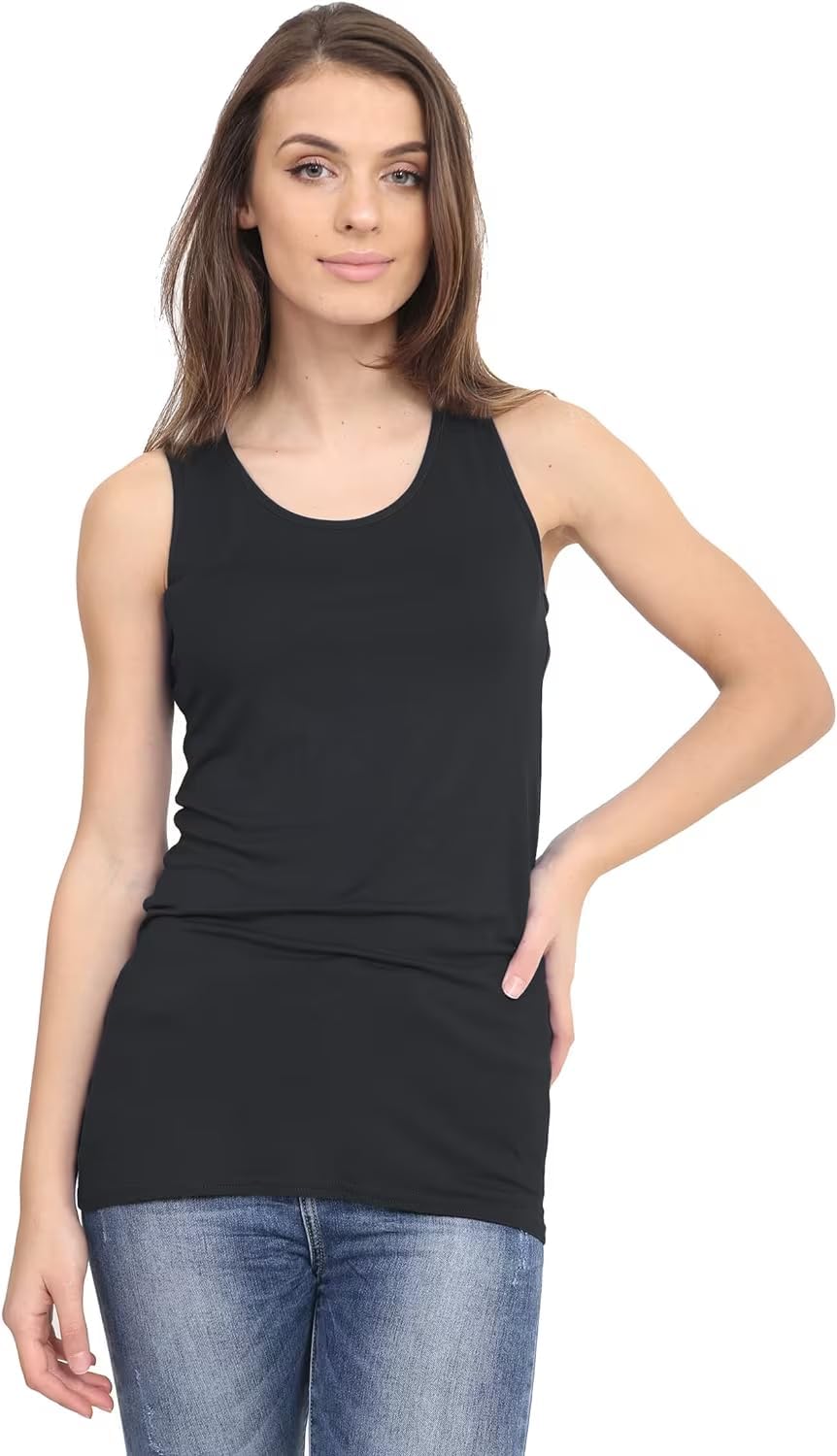 Racer Back Bodycon Vest Top Top WearAll Black 8-10