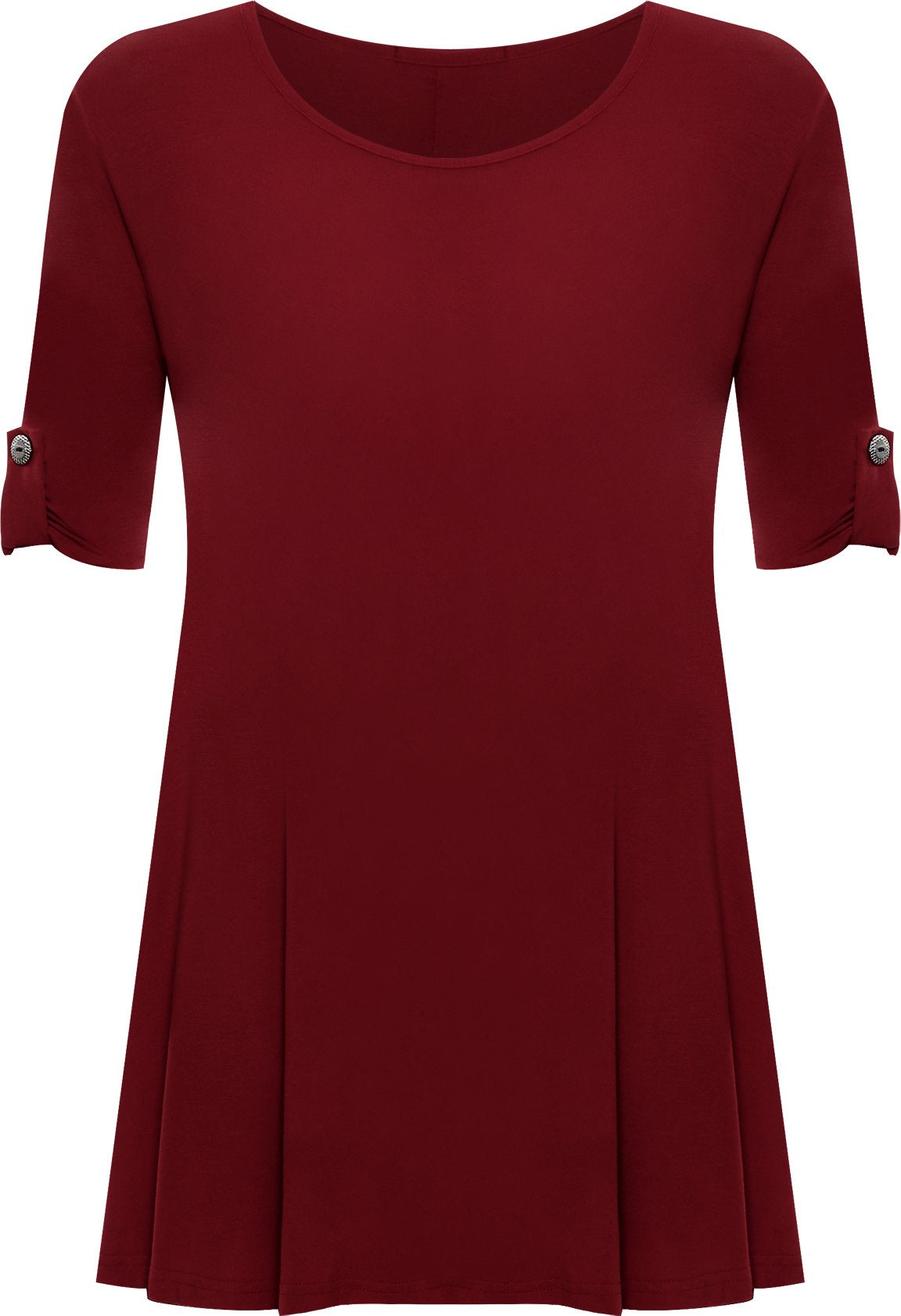 Womens Scoop Neck Flared Ladies Plain Tops Tops WearAll Wine 14