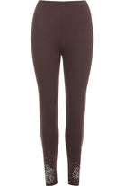 Foil Printed Leggings Leggings WearAll Brown 12-14
