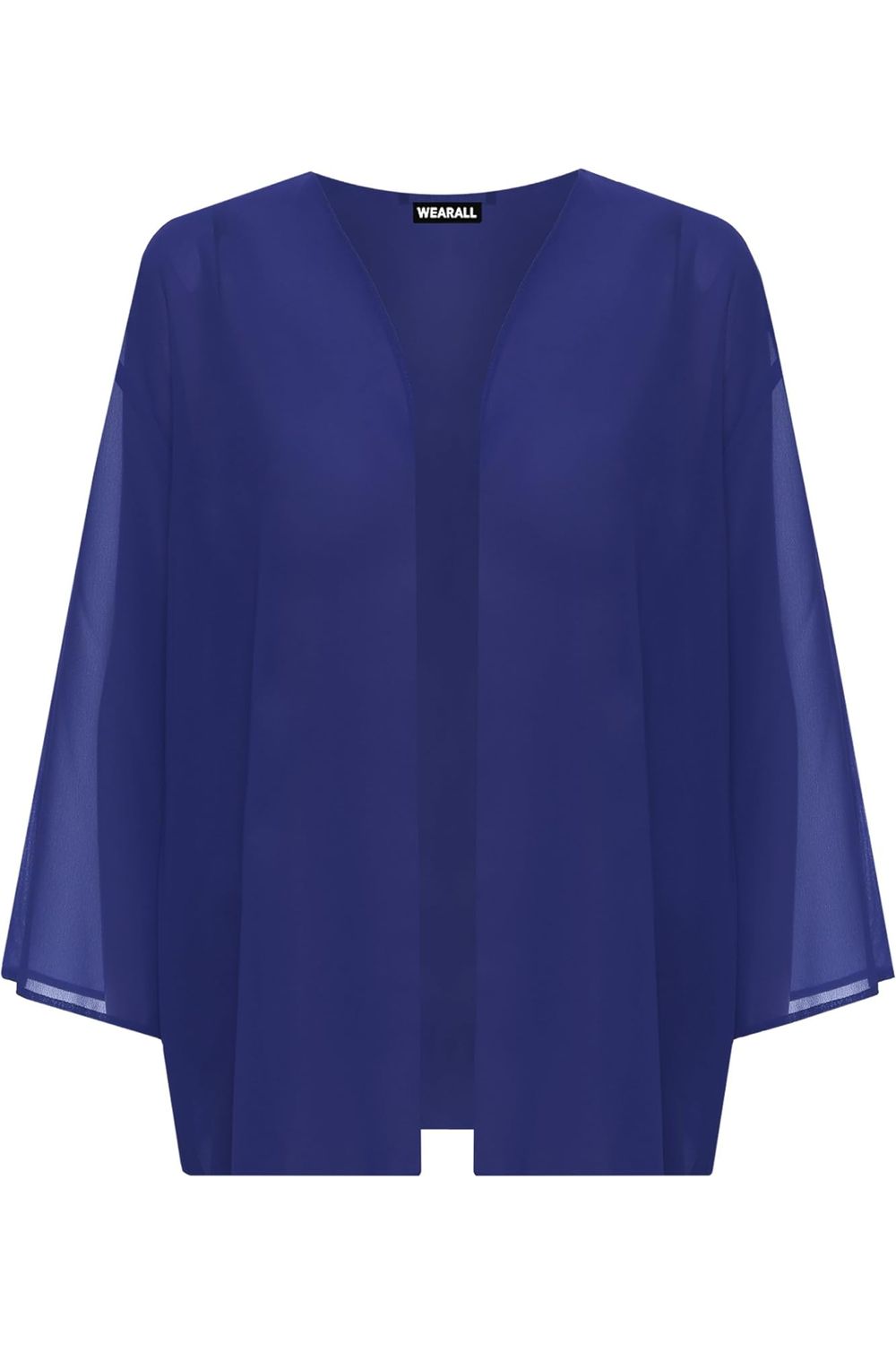 Plus Size Plain 3/4 Open Cardigan Top cardigan WearAll Royal Blue 16-18