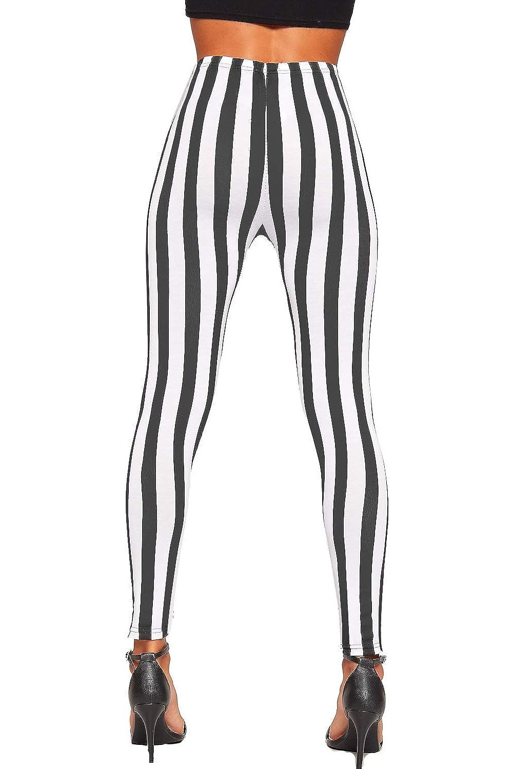 Plus Size Monochrome Contrast Stripe High Waist Leggings Leggings WearAll