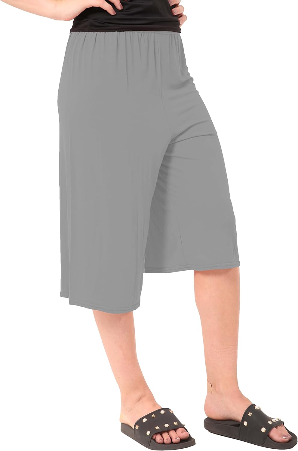Plain Viscose Culottes Shorts WearAll Grey 8-10
