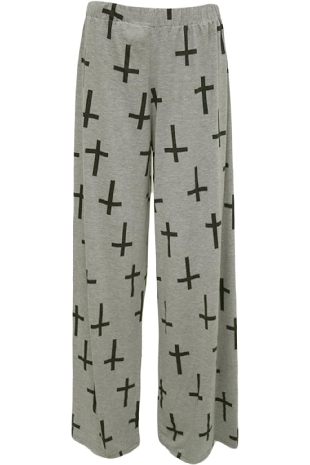 Plus Size Grey Cross Print Palazzo Trouser Palazzo WearAll