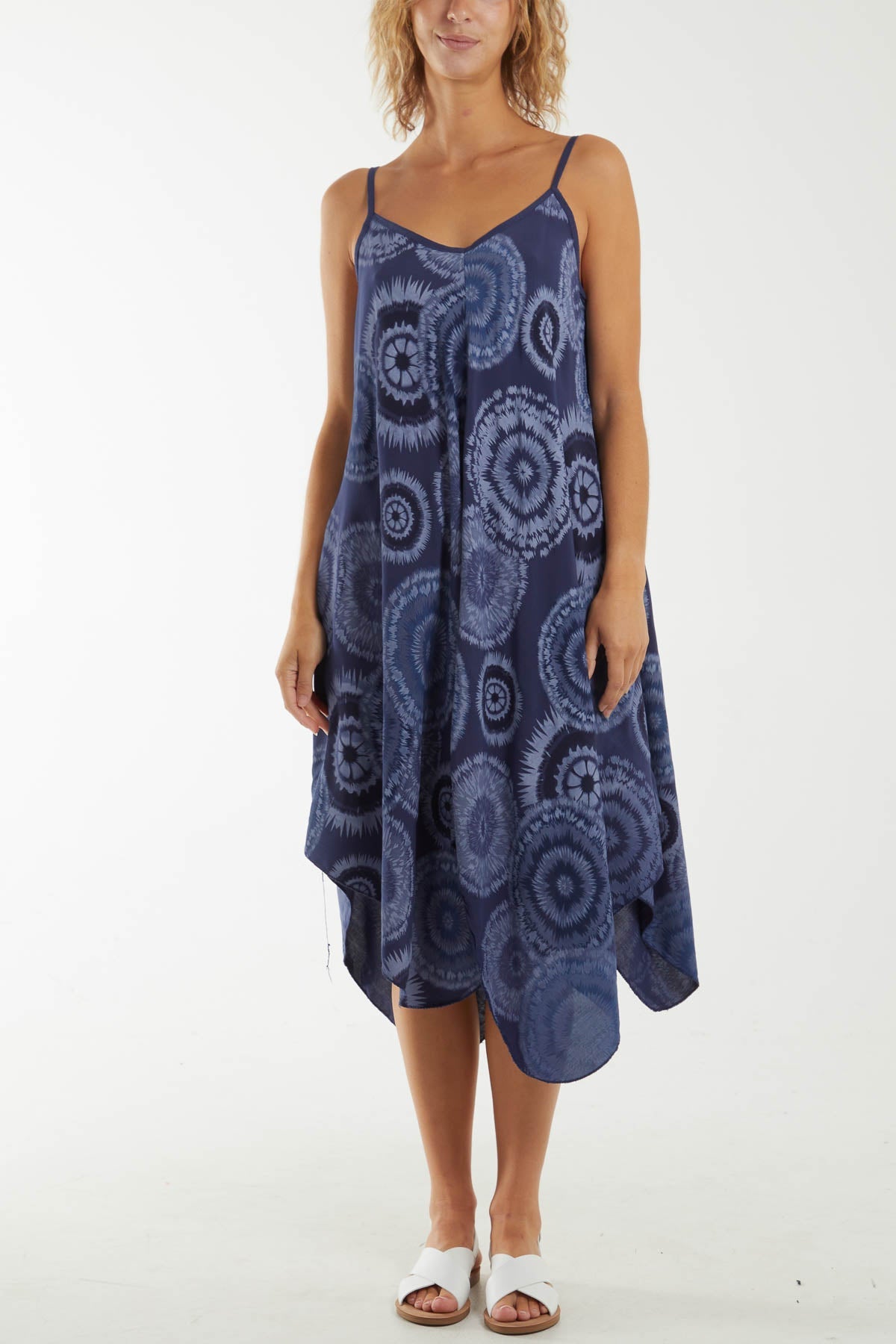 Kaleidoscope Hanky Hem Cami Dress Dresses WearAll Navy One Size