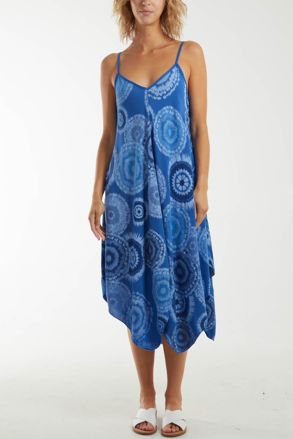 Kaleidoscope Hanky Hem Cami Dress Dresses WearAll Royal Blue One Size