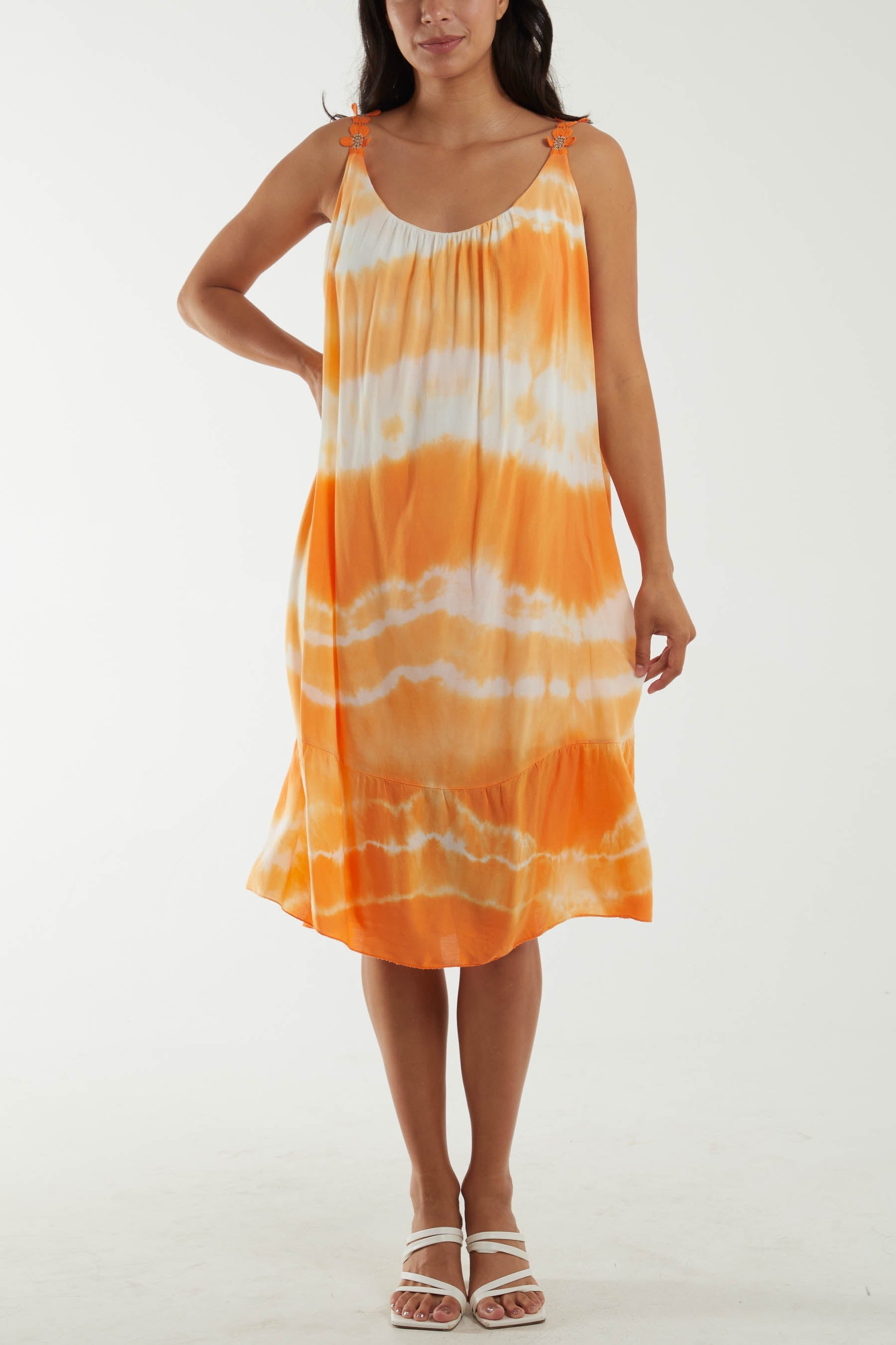 Tie Dye Swing Dress Dresses WearAll Orange One Size