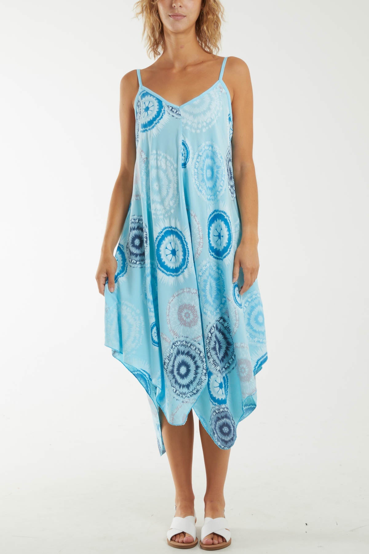 Kaleidoscope Hanky Hem Cami Dress Dresses WearAll Turquoise One Size