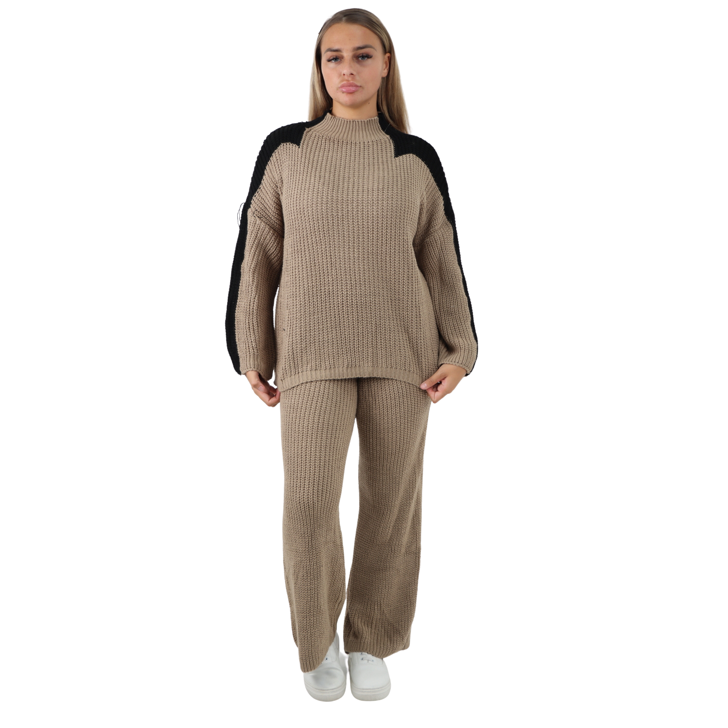Italian Contrast Panel Knitted Top and Trouser Dresses WearAll