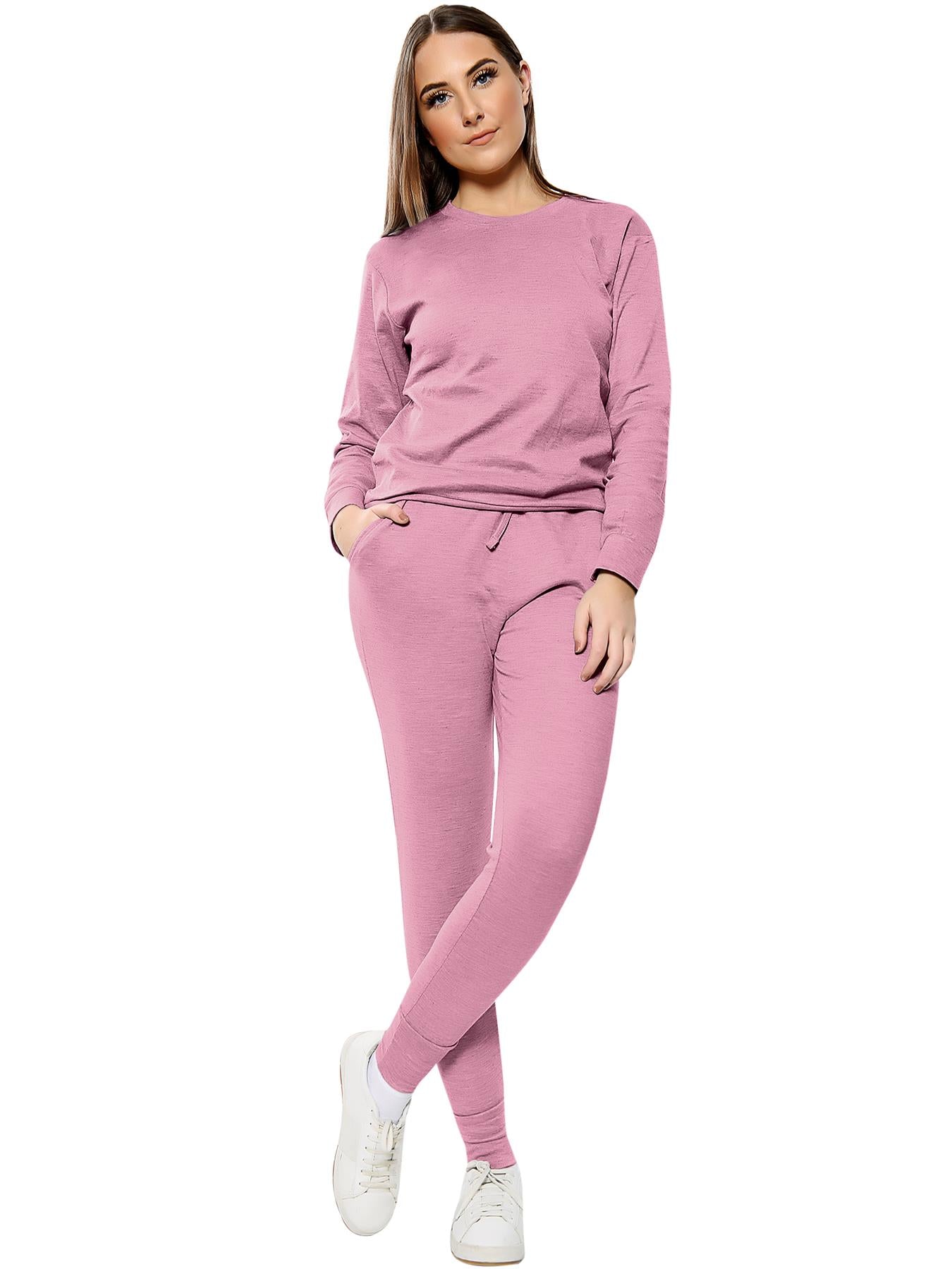 Long Sleeved Plain Lounge Wear Two Piece Loungewear WearAll Baby Pink 8-10