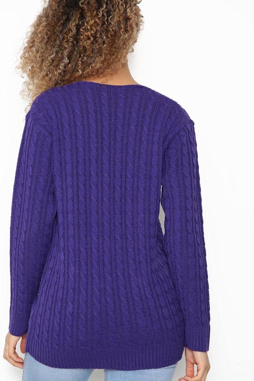 Cable Knitted V-Neck Sweater Top Tops WearAll