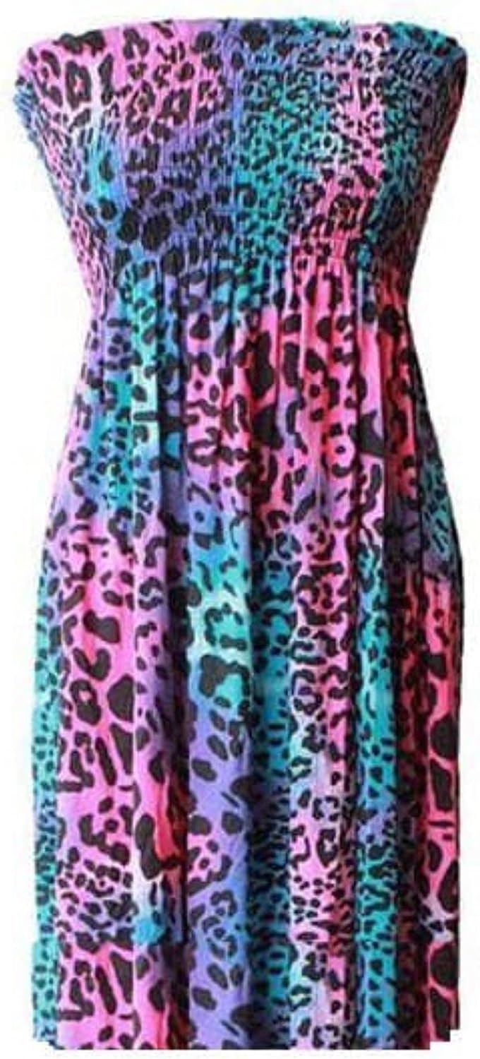 Printed Bandeau Boobtube Sheering Top Top WearAll Multi Leopard 8-10