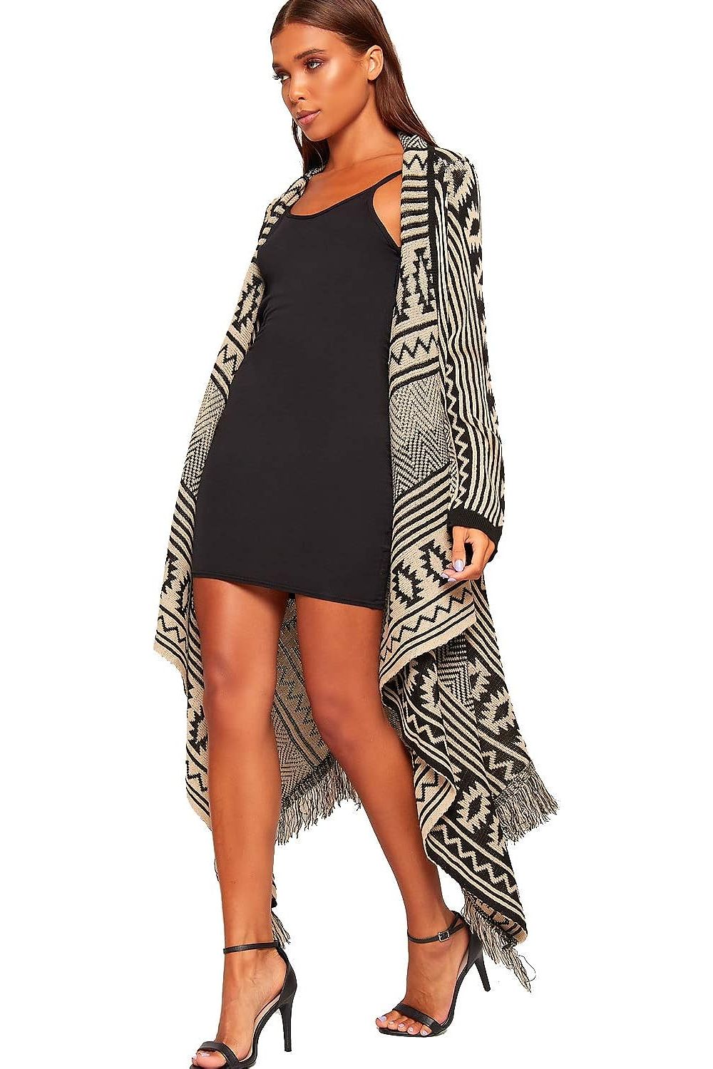 Aztec Knitted Tassle Long Cardigan Maxi Shawl Maxi Cardigan WearAll