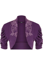 Puff Sleeve Beaded Shrug Tops WearAll Purple 8-10