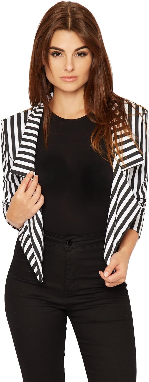 Cropped Waterfall Blazer Striped Print Tops WearAll