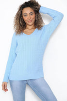 Cable Knitted V-Neck Sweater Top Tops WearAll
