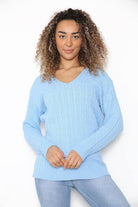 Cable Knitted V-Neck Sweater Top Tops WearAll
