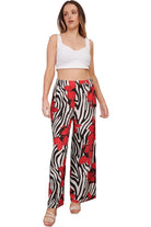 Zebra Floral Print Palazzo Trouser Palazzo WearAll Red 12-14