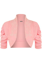 Puff Sleeve Beaded Shrug Tops WearAll Pink 8-10